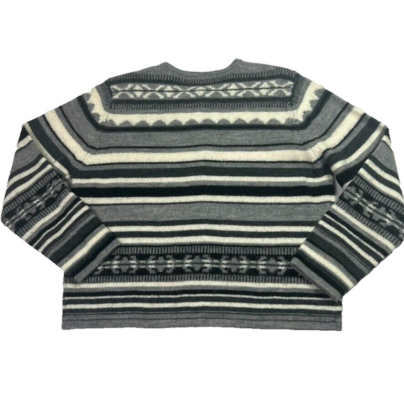 KAREN SCOTT Cardigan Sweater Women PL Wool Striped Aztec Pattern Button - Picture 2 of 8